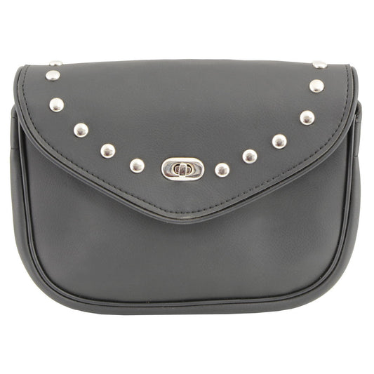 Milwaukee Leather SH633 Black PVC Extra Large 'Studded' Motorcycle Windshield Bag with Turn Lock