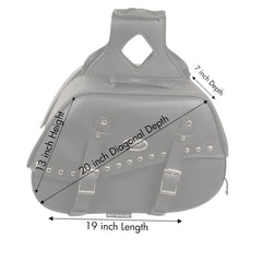 Milwaukee Leather SH655ZB Black Zip-Off Two Buckle Extended Lid Studded PVC Throw Over Motorcycle Saddlebags (19X12X7X20)