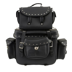 Milwaukee Leather SH660 Large Black 2-Piece PVC Motorcycle Touring Bag Pack