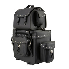 Milwaukee Leather SH660 Large Black 2-Piece PVC Motorcycle Touring Bag Pack