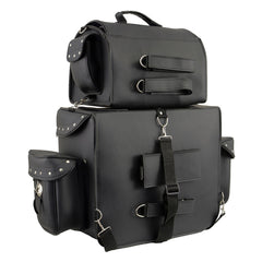 Milwaukee Leather SH660 Large Black 2-Piece PVC Motorcycle Touring Bag Pack