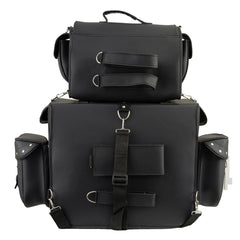 Milwaukee Leather SH660 Large Black 2-Piece PVC Motorcycle Touring Bag Pack