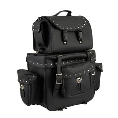 Milwaukee Leather SH660 Large Black 2-Piece PVC Motorcycle Touring Bag Pack