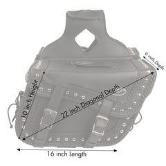 Milwaukee Leather SH66401ZB Black Large 'Studded and Braided' Zip-Off PVC Throw Over Motorcycle Saddlebags