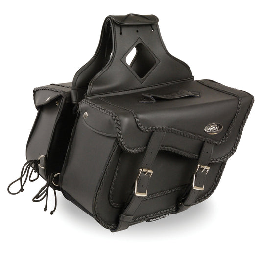 Milwaukee Leather SH664ZB Large Braided Zip Off PVC Throw Over Saddlebags