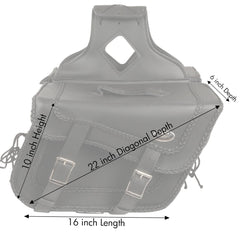 Milwaukee Leather SH665ZB Black Large Braided Zip Off PVC Throw Over Motorcycle Saddlebags