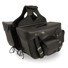 Milwaukee Performance SH666ZB Black PVC Double Front Pocket Throw Over Saddlebags with Reflective Piping