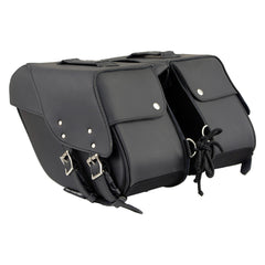 Milwaukee Leather SH66901ZB Medium Size Black PVC 2-Strap Throw Over Saddlebags w/ Reflective Piping
