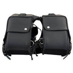 Milwaukee Leather SH66901ZB Medium Size Black PVC 2-Strap Throw Over Saddlebags w/ Reflective Piping