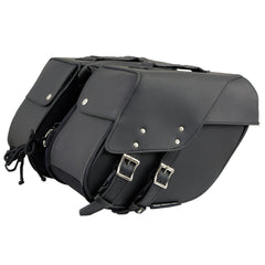 Milwaukee Leather SH66901ZB Medium Size Black PVC 2-Strap Throw Over Saddlebags w/ Reflective Piping