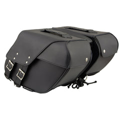 Milwaukee Leather SH66901ZB Medium Size Black PVC 2-Strap Throw Over Saddlebags w/ Reflective Piping