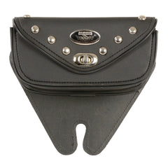 Milwaukee Leather Performance SH67103 Black Small Single Pocket Studded Windshield Mount Bag with Turn Clasp