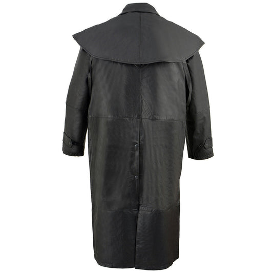 Milwaukee Leather SH910 Men's Black Full Length Leather Duster with Removable Cape