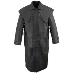 Milwaukee Leather SH910 Men's Black Full Length Leather Duster with Removable Cape