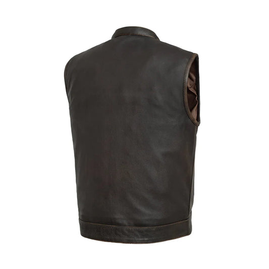 FIM689CDM-BRNB-Sharp Shooter Men's Motorcycle Leather Vest