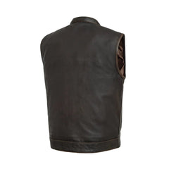 FIM689CDM-BRNB-Sharp Shooter Men's Motorcycle Leather Vest