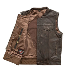 FIM689CDT-BBR-Sharp Shooter Men's Motorcycle Leather Vest