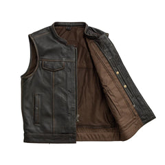 FIM689CDM-BRNB-Sharp Shooter Men's Motorcycle Leather Vest