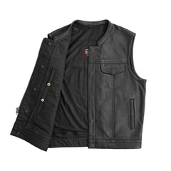 FIM689NOC-BLK-Sharp Shooter Men's Motorcycle Leather Vest