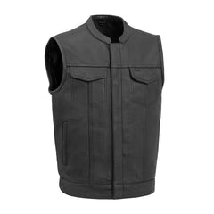 FIM689NOC-BLK-Sharp Shooter Men's Motorcycle Leather Vest