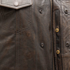 FIM689CDT-BBR-Sharp Shooter Men's Motorcycle Leather Vest