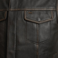 FIM689CDM-BRNB-Sharp Shooter Men's Motorcycle Leather Vest