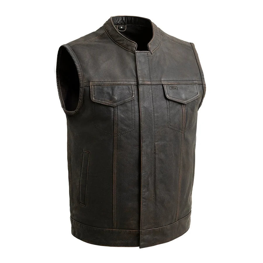 FIM689CDT-BLKOL-Sharp Shooter Men's Motorcycle Leather Vest