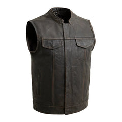 FIM689CDT-BLKOL-Sharp Shooter Men's Motorcycle Leather Vest
