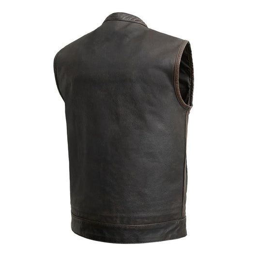 FIM689CDT-BLKOL-Sharp Shooter Men's Motorcycle Leather Vest