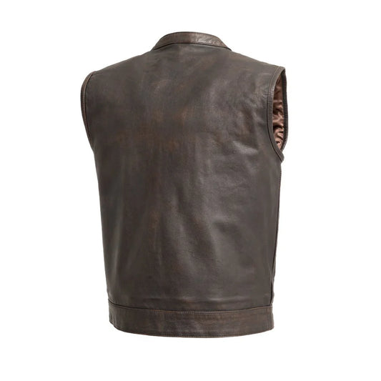 FIM689CDT-BBR-Sharp Shooter Men's Motorcycle Leather Vest