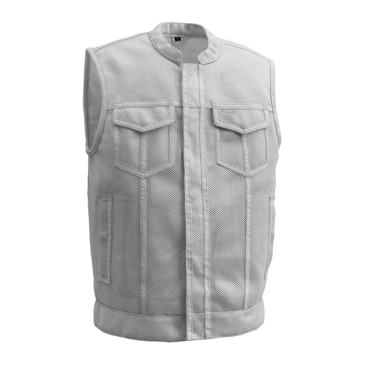 FIM689MESH-WHT-Sharp Shooter Moto Mesh Men's Motorcycle Vest