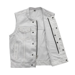 FIM689MESH-WHT-Sharp Shooter Moto Mesh Men's Motorcycle Vest