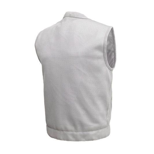 FIM689MESH-WHT-Sharp Shooter Moto Mesh Men's Motorcycle Vest