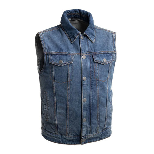 FIM627DM-Showdown Motorcycle Lightweight Denim Vest