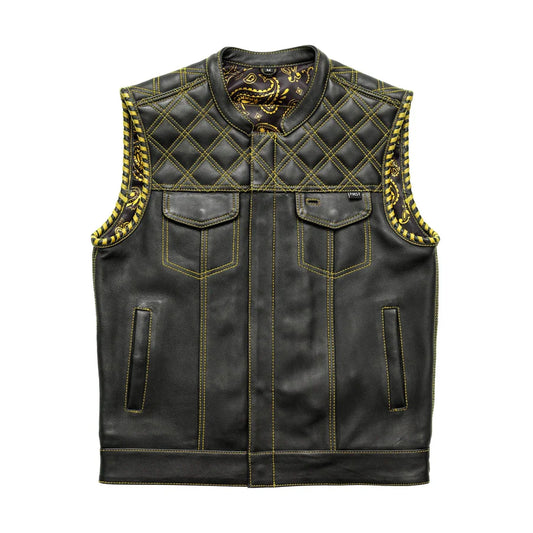 FIM672QLT-BLKYL-Sinister - Men's Motorcycle Leather Vest