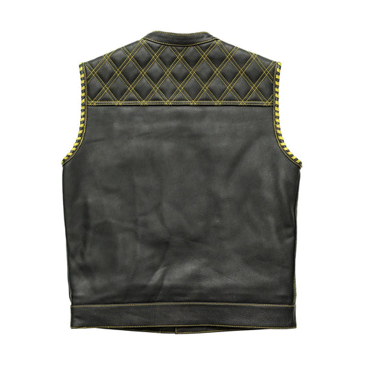 FIM672QLT-BLKYL-Sinister - Men's Motorcycle Leather Vest