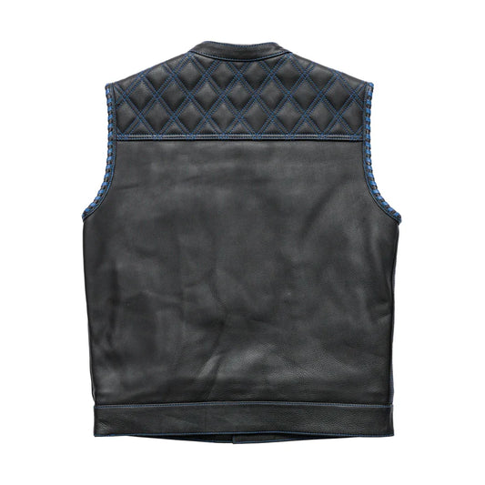 FIM672QLT-Blue-Sinister - Men's Motorcycle Leather Vest