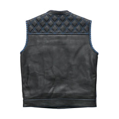 FIM672QLT-Blue-Sinister - Men's Motorcycle Leather Vest