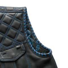 FIM672QLT-Blue-Sinister - Men's Motorcycle Leather Vest