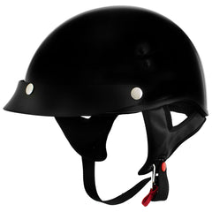 Hot Leathers HLT70 Stealth Glossy Black Motorcycle DOT Skull Cap Classic Half Helmet