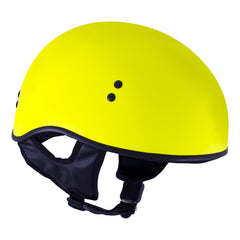 Milwaukee Helmets T68 The O.G. Hi-Vis Neon Yellow Motorcycle DOT Approved Skull Cap Half Helmet Biker