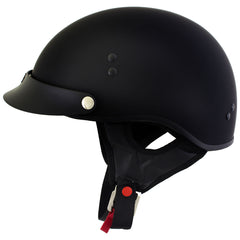 Hot Leathers HLT70 Stealth Flat Matte Black Motorcycle DOT Skull Cap Classic Half Helmet