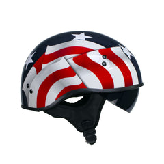 Hot Leathers T72 Blue Flag Advanced DOT Motorcycle Half Helmet Biker w/ Drop Down Visor