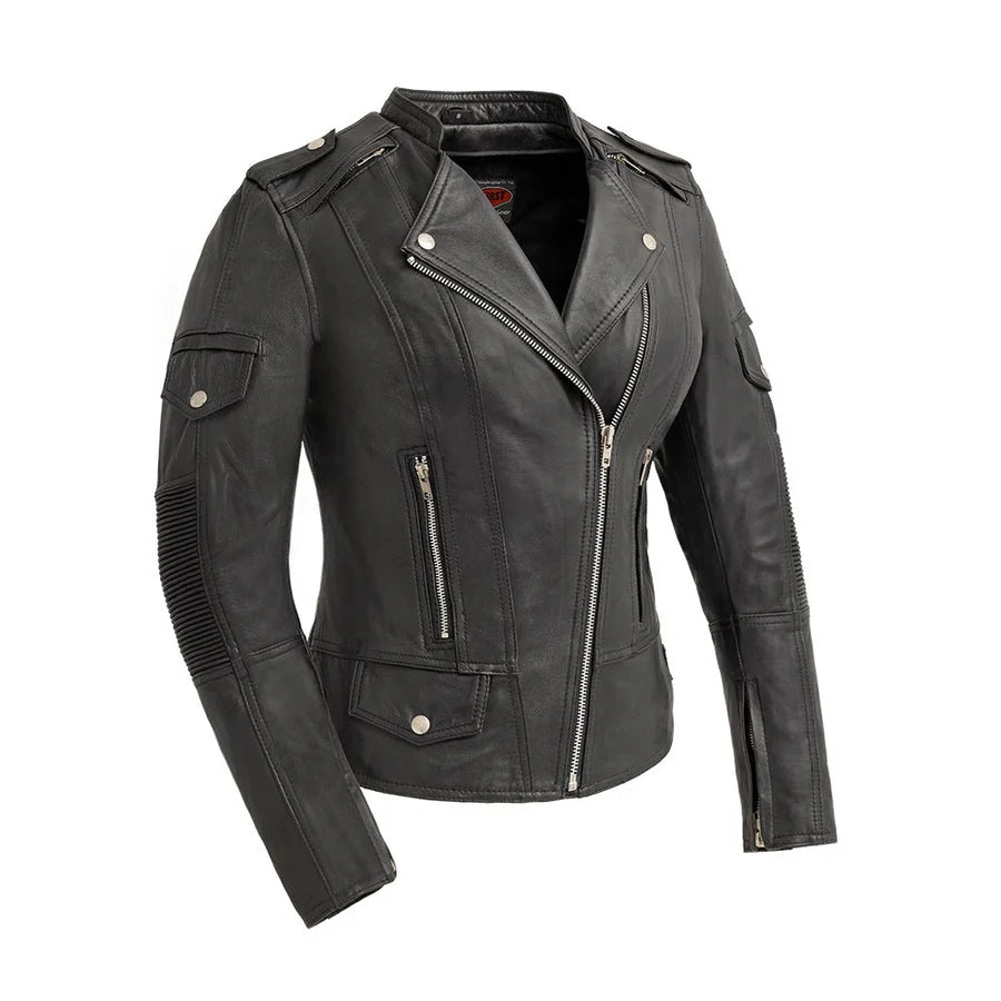 FIL196SDMZ-BLK-Tantrum - Women's Motorcycle Leather Jacket