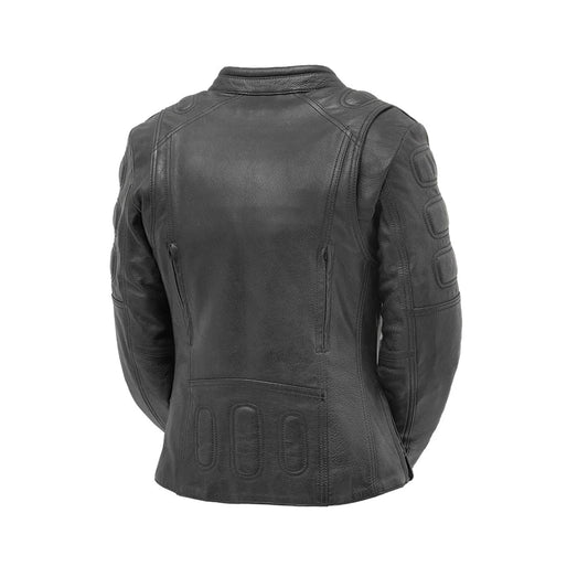 FIL154CDMZ-BLK-Targa - Women's Motorcycle Leather Jacket