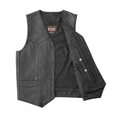 FIM643CCB-Texan Black Men's Motorcycle Western Style Leather Vest