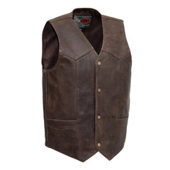 FIM643CAN-Texan Brown Men's Motorcycle Western Style Leather Vest