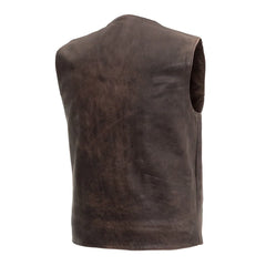 FIM643CAN-Texan Brown Men's Motorcycle Western Style Leather Vest