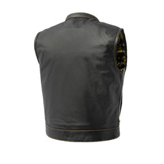FIM655PM-GLD-The Club Cut Men's Motorcycle Leather Vest, Multiple Color Options