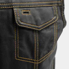 FIM655PM-GLD-The Club Cut Men's Motorcycle Leather Vest, Multiple Color Options